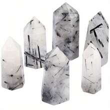 Healing Crystal Wands Quartz Points 6 Faceted Chakra Tumbled Stone Reiki Meditation Therapy,Black Rutilated Quartz - Multicolor - View 10