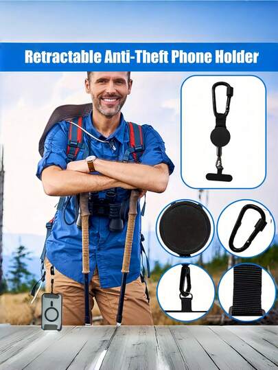 1 pieza Cordón para teléfono antirrobo mejorado con dispositivo extraíble, correa de longitud ajustable adecuada para teléfonos de diferentes tamaños, aplicable para senderismo y actividades al aire libre