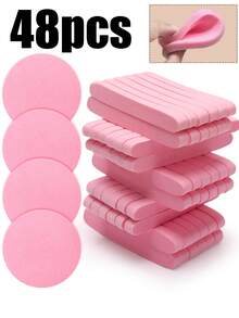 120 Pcs Facial Sponge Compressed, Face Cleansing Sponge Estheticians Compressed Makeup Facial Sponge Round Wash Face Sponges For Women Compress Exfoliating Removal Sponge - Pink - View 8