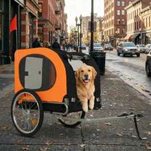 Remolque de bicicleta para perro, soporta hasta 80 libras, carro para mascotas - Naranja - Ver 1