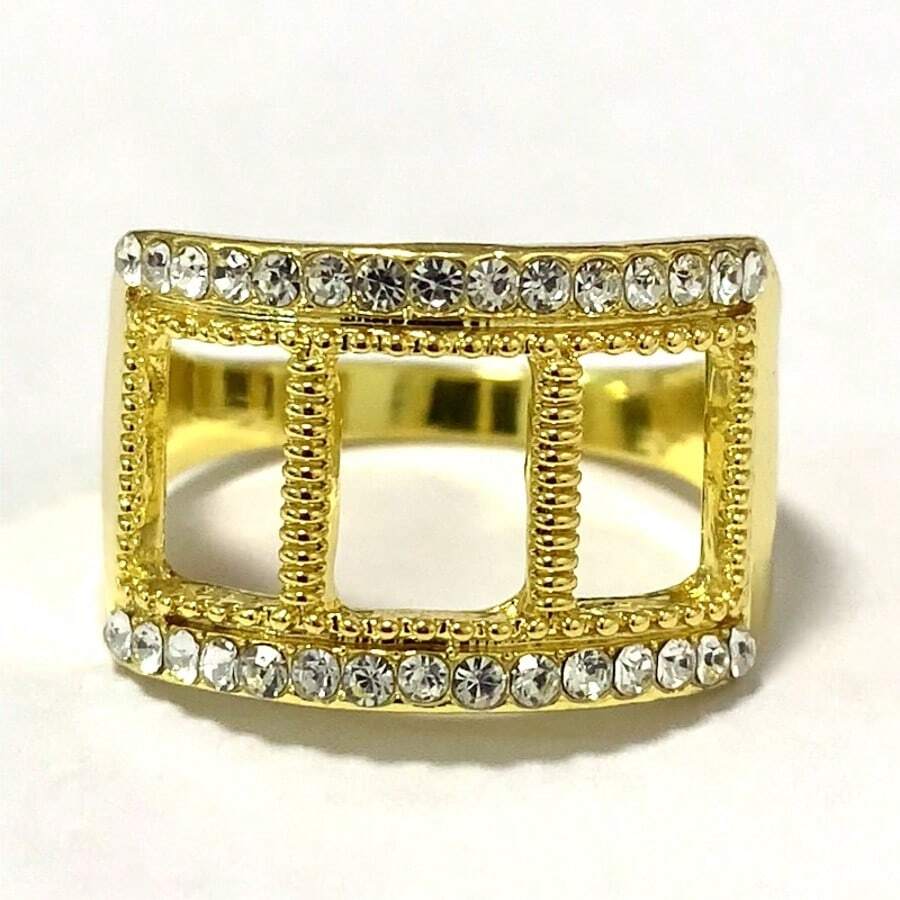 1 chiếc nhẫn mạ vàng 14K sang trọng, đính đá Cubic Zirconia tổng hợp, thích hợp cho đám cưới, kỷ niệm, lễ đính hôn, làm quà tặng, mọi mùa - Kích cỡ 5-13 - Vàng - Xem 1