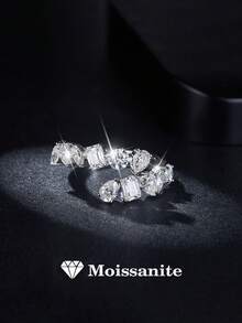 1pc Exquisite & Luxurious 925 Sterling Silver 2.7 Carat Moissanite Ring, Suitable For Women's Daily Wear, Party, Holiday, Valentine's Day, Mother's Day, Wedding Anniversary, Jewelry Gift - Silver - View 6