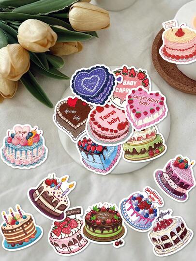 50pcs Fun Zodiac Cake Stickers: Creative And Beautiful Designs Perfect For Guitars, Skateboards, Notebooks, Phone Cases, Tablets, Parties, Suitcases, And Holiday Gift Decorations