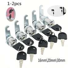 1pc Cylinder Cam Lock With Key, 16-20mm Universal Tongue Lock, Suitable For Metal Cabinets, Employee Lockers, Tool Boxes, File Cabinets, Office Desk Drawers, With Key - Cabinet Lock - View 1