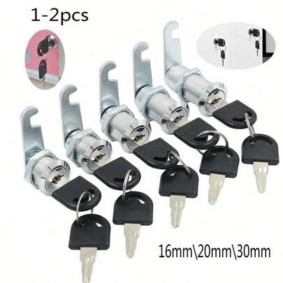 1 ổ khóa cam hình trụ kèm chìa, khóa lưỡi đa năng 16-20mm, thích hợp cho tủ kim loại, tủ đựng đồ của nhân viên, hộp dụng cụ, tủ hồ sơ, ngăn kéo bàn làm việc văn phòng, tủ có khóa kèm chìa.
