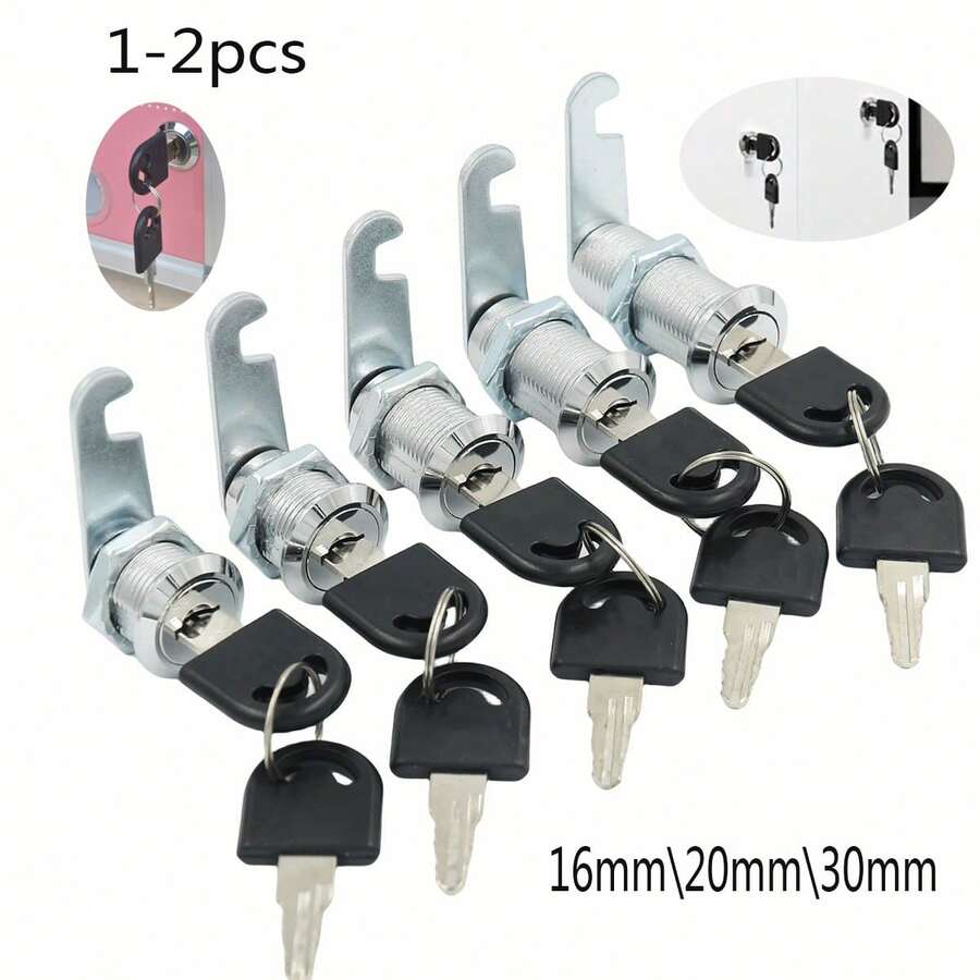 1pc Cylinder Cam Lock With Key, 16-20mm Universal Tongue Lock, Suitable For Metal Cabinets, Employee Lockers, Tool Boxes, File Cabinets, Office Desk Drawers, With Key - Cabinet Lock - View 1