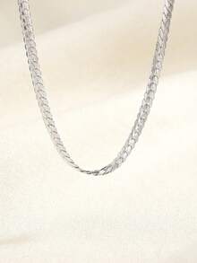 1pc Classic Stainless Steel Chain Necklace, Hip-Hop Street Style Unisex Jewelry Accessory, Decorative Gift For Family And Friends - Multicolor - View 3