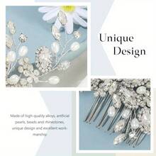 Bride's Artificial Pearl Hair Comb - Elegant Hair Accessory For Women - 銀色 - 查看 4