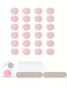24pcs Rose Scented Candle Gift Set, Includes Organza Bag And Thank You Card, Romantic Rose Shaped Scented Candles, Suitable For Wedding, Party, Proposal, Home Decor - 24pcs - View 8