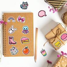 50pcs Pixel Style Cute Fruit & Animal Mixed Daily Series Stickers, Suitable For Scrapbooking, Diary, Laptop, Water Bottle, Car Etc. Faith-Based Design With Positive Messages, Great Gift - 50pcs/pack - View 7