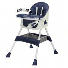 UBRAVOO Foldable Baby High Chair (6 Months And Up), With Large Non-Slip Mat & Toy Rack, Easy To Clean - Blue - View 1