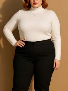 Cacharrel Women's Ribbed Turtleneck Long Sleeve Warm Winter Blouse - trắng - Xem 3
