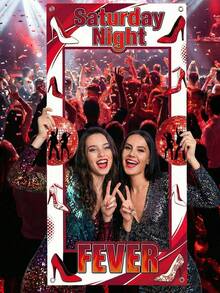 1个迪斯科相框,彩色紫色主题照片背景横幅,生日快乐拍照道具,生日派对装饰,生日派对用品,拍照道具 - 001 - 查看 14