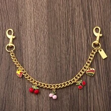 1 pieza Cadena de bolso cruzado delicado de moda para mujer, decoración de metal con corazón de cereza y galleta de orquídea, correa de bolso versátil - Multicolor - Ver 11