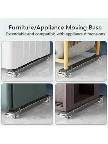 Heavy Duty Adjustable Washing Machine & Refrigerator Stands, With Silent Casters, 800lbs Capacity, Expandable Metal Frame, Height & Level Adjustment, Sturdy Appliance Dolly For Moving, Storage & Home Use - Compatible - A - View 6