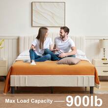 VECELO Double Size Upholstered Platform Bed Frame With Adjustable Headboard, Teddy Fabric, No Box Spring Needed - Beige - View 2