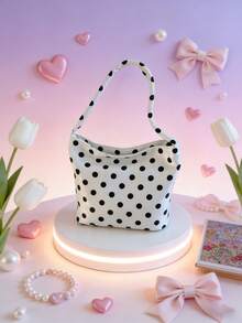 This New Polka Dot Tote Bag From 1pc Is Simple And Stylish. It Features A Zipper Design And A Non-Adjustable Shoulder Strap, Making It Suitable For Everyday Outings, Shopping, And Travel. It Can Easily Hold Your Daily Essentials, Making It A Versatile And Fashionable Item. It Suits Various Styles And Occasions, With Excellent Versatility, And Can Also Be Given As A Gift To Friends. - Multicolor - View 10