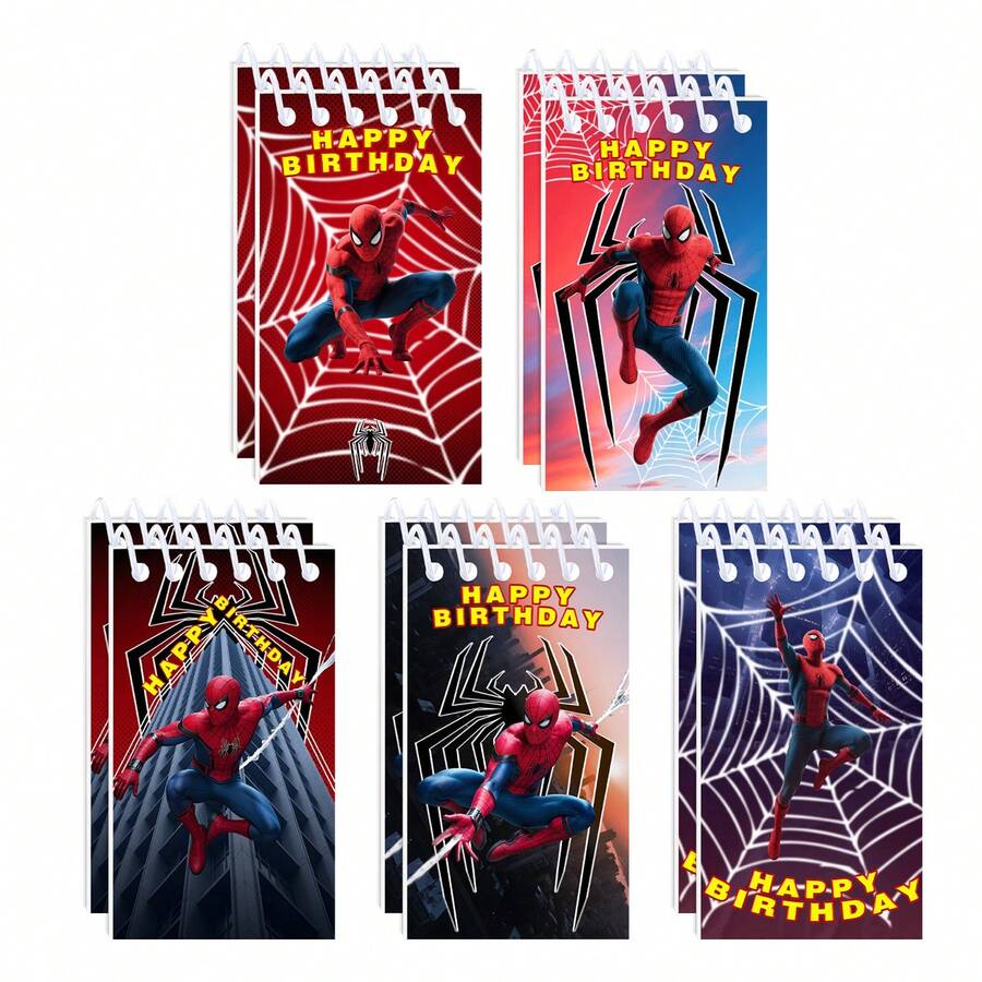 Marvel 10 piezas de Cuaderno Espiral Mini con Estampado, Regalo de Fiesta de Cumpleaños Feliz, Útiles Escolares Cuaderno de Bolsillo, Recuerdo de Fiesta para Niños y Adolescentes. - Multicolor - Ver 1