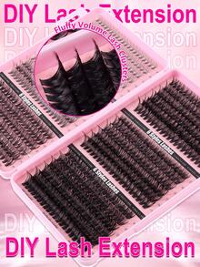 DD Curl Individual Eyelash Extension Kit With Glue, Scissors, Brush For Beginners. 10D/20D/30D/40D/50D/60D/80D/100D/120D/150D Mixed High Capacity Lash Clusters. Suitable For Various Makeup Styles, Natural Mink-Like Fibers, Long-Lasting And Volumizing. Creates 3D-5D Cat Eye And Dramatic Effects. Perfect Eyelash Extension Gift Set For Women. - Watermelon Pink - View 5