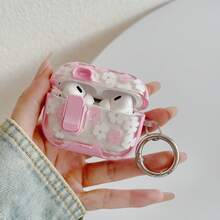 Funda protectora con diseño impreso de flores rosas a doble cara compatible con Apple 4, Pro 2/Pro 3, diseño de interruptor de bloqueo multifuncional que protege perfectamente el estuche de los auriculares, opción de moda y versátil (auriculares no incluidos) - Rosa - Ver 7