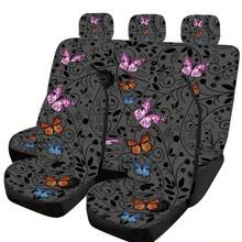 Bộ bọc ghế ô tô 7 món 5 chỗ, họa tiết bướm, chất liệu lụa băng giá thoáng khí, phù hợp cho cả SUV và Sedan, có thể giặt, phụ kiện nội thất ô tô unisex. - Một kích cỡ phù hợp cho tất cả - Xem 7