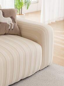 1 buah Sarung Sofa Jacquard Mewah, Pelindung Sofa Warna Polos, Ramah Hewan Peliharaan, Anti Selip, Anti Kotor, Anti Gores, Cocok untuk Semua Musim, Elastis dan Dapat Dicuci dengan Mesin, Cocok untuk Sofa 1/2/3/4 Dudukan - Krem - View 7