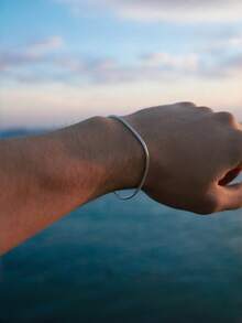 2pcs Fashionable & Cool Stainless Steel Bracelet Set For Men, Versatile Daily Wear - Silver - View 2