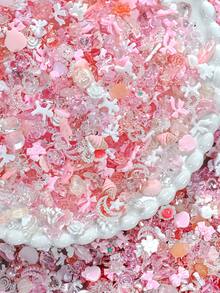 100g/Tüte gemischte rosa transparente Schleifen & Blumen Nail Art Dekorationen, verschiedene süße Harz Rosen, Schmetterlinge, Kirschblüten, Herzen, Monde, Perlen Schleifen, Strass Nail Art Schmuck, 3D niedliche Nail Gems geeignet für Damen & Mädchen Nail DIY - Verschiedenfarbig - Übersicht 7