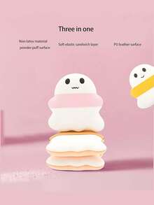 3pcs Air Cushion Powder Puff Super Soft Mini Makeup Sponge Finger Makeup Puff Cute Ghost Shaped Makeup Puff Powder Puff Foundation Make-Up Soft Air Cushion Makeup Puff Dry Wet Dual-Use Powder Beauty Egg Sponge - Multicolor - View 4