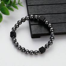 男士熔岩珠手链 舒缓压力 赤铁矿手链 接地疗愈 平静心绪 平衡能量 男士手链 - 黑色 - 查看 7