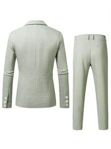 2026 Spring/Summer European And American Men's Suit Set, Solid Color Elegant Banquet Dress, Light Business Suit - màu xanh lá - Xem 3