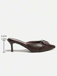 Women's Velvet Effect Embellished Pointed Toe High Heels - Brown - View 6