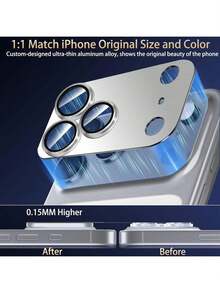 XINHONGYU Alloy Tempered Glass Metal 17 Pro Max/17 Pro Single Camera Lens Protector Film [Strong Adhesive] [Anti-Crack] Rear Camera Screen Protector Silver Spring Birthday Gift - Silver - View 3