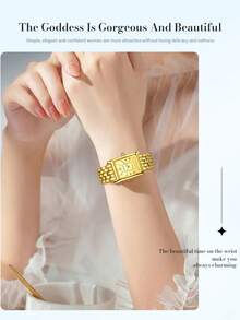 SUNKTA LIGE 时尚女士休闲手表 防水指针石英表 优雅商务手表 - 金色 - 查看 9