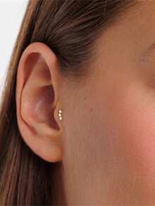 EleRunis 1 Peça Brincos de Pino Triplo Minúsculo de Prata 925, Brincos de Cartilagem de Orelha Plana de 5/6/8mm, Adequado para Uso Diário, Casamentos, Festas, Noivados, Aniversários, Dia dos Namorados, Joias Delicadas - Dourado - Visão 7