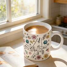 Taza de cerámica personalizada con patrón floral, diseño de flores frescas tallado a mano, adecuada para el Día de la Madre, cumpleaños de la abuela, cumpleaños de mujeres y otros regalos festivos (soporta entrada de 1-8 nombres) - multicolor - Ver 10