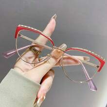 1/2/3 Pcs Women Metal Frame Cat Eye Fashion Eyeglasses Frame, Suitable For Daily Reading And Commuting - Multicolor - View 9