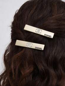 CHANEL Crystal Embellished Hair Clips, Black Or Silver - Silver - View 4