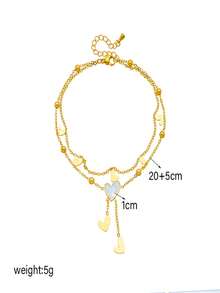 1Pc New Minimalist Fashion Delicate Irregular Geometry Stainless Steel Double Layer Bracelet - Yellow Gold - View 4
