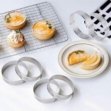 6pcs Stainless Steel Round Tart Rings Set - Perforated Mousse And Dessert Rings, Cookie Cutter, Fruit Tart Molds, French Cheesecake Baking Tools, Suitable For Christmas, Easter, Thanksgiving - Multicolor - View 5