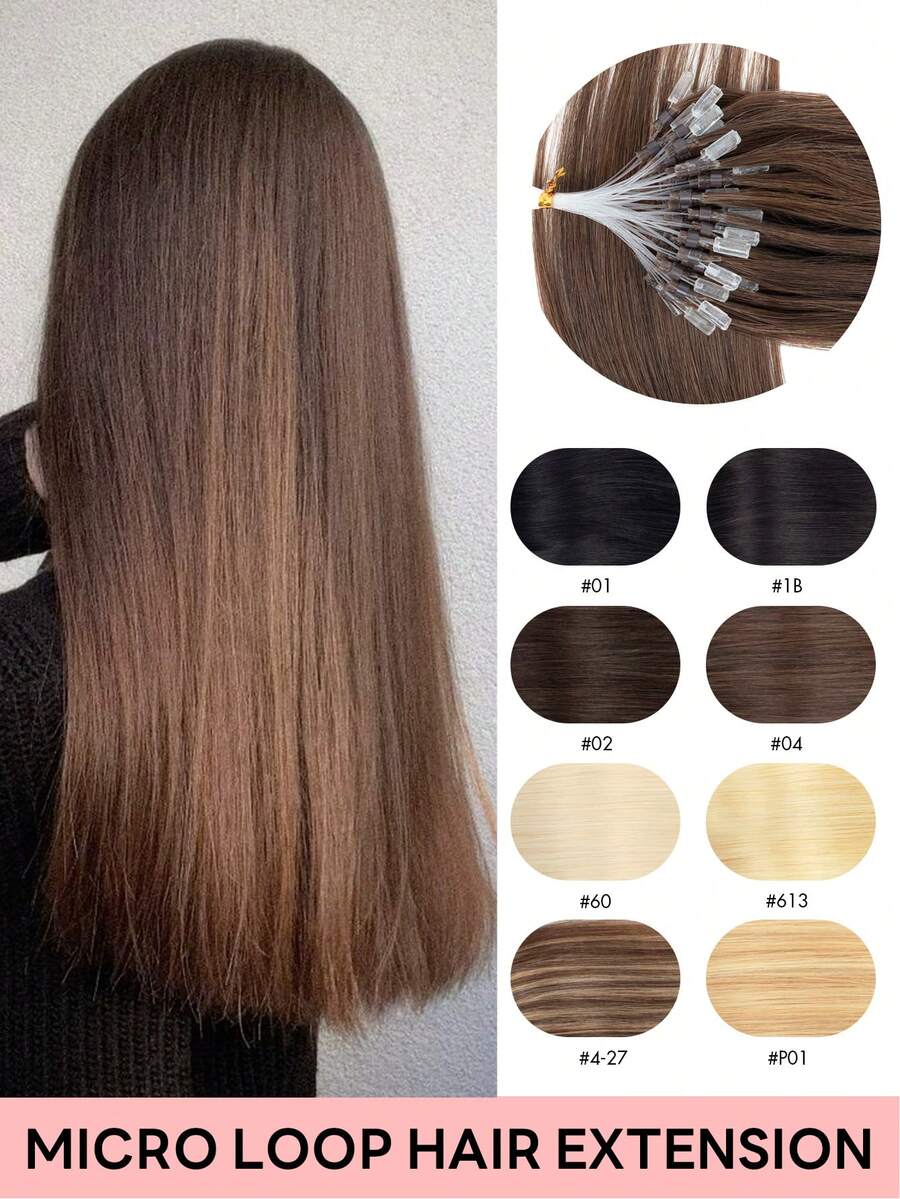 12-22 Inch Invisible Micro Ring Hair Extensions, Smooth Seamless Remy Human Hair Bun, Increase Hair Volume For Daily, Party, Wedding - Multicolor - View 1