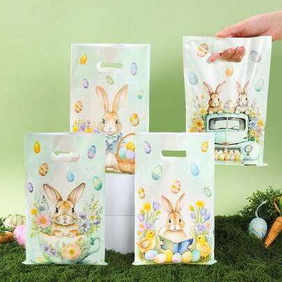 50个复活节兔子礼品袋，复活节兔子礼品包装袋，复活节派对用品，复活节快乐装饰品，复活节彩蛋包装袋，复活节花卉手提包，手柄，复活节小礼品袋，复活节糖果袋，复活节收纳袋，复活节购物袋，复活节餐桌装饰，复活节房间装饰，复活节家居装饰，复活节户外装饰，春季装饰，春季礼物，复活节礼品袋，派对小礼物