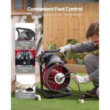 Drain Cleaner Machine 50 FT X 1/2 Inch, Sewer Snake Auger Manual Feed With 4 Cutters & Air-Activated Foot Switch For 2" To 6" Pipes - 50 FT X 1/2 Inch 4 Cutters - View 6