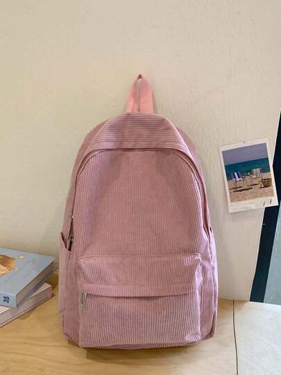 New Minimalist Fashion Casual Versatile Solid Color Large Capacity Multi-Function Portable Corduroy Women Backpack