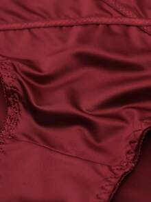 4pcs/Pack Mesh Satin Lace Trim High Waist Sexy Panties, Comfortable Lace Briefs For Women, Versatile For All Seasons - Multicolor - View 6