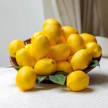 Fake Lemons Artificial Fruits With 25 Leaves Faux Yellow Lifelike Plastic Lemon Decorations Realistic Limes Fruit Decor For Home Kitchen Table Cabinet Holiday Party Photography Props - Multicolor - View 4