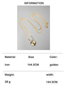 1pc Exaggerated Golden Heart Pendant Necklace, Unique Gift For Women Parties - 30537-nek-g - View 9