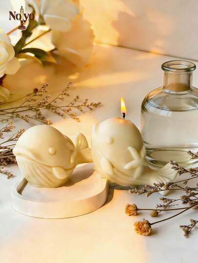 1pc Dolphin Whale Candle Silicone Mold And Resin Casting Mold, Adopting 3D Dolphin Whale Silicone Design, Integrating Waves And Dolphins. The Lines Are Smooth And Natural, With A Strong Sense Of Hierarchy. They Are Flexible, Smooth, And Reusable