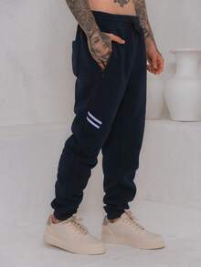 Men's Fleece Sweatpants / Zippered Pockets / Elastic Waistband - Royal Blue - View 1
