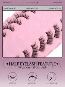 10 Pairs Half-Cut False Eyelashes, Transparent Band Cat Eye Short Soft 3D Mink-Like False Eyelashes, Natural Makeup Look (JA2501) - Black - View 3